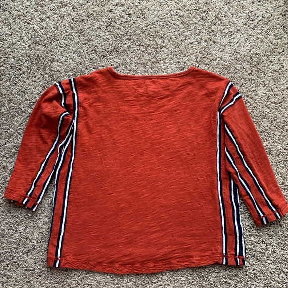 MADEWELL Style B6076 Rust Burnt Orange Boxy Fit Pullover Top Stripped Sides SZXS - Picture 5 of 11